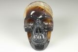 Polished Banded Agate Skull with Quartz Crystal Pocket #190465-1
